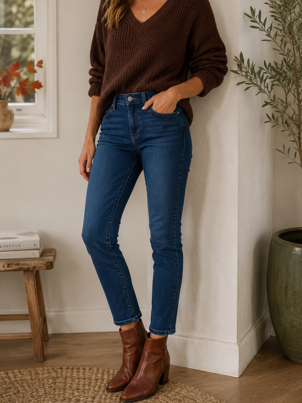 PAIGE Skyline Ankle Peg Jeans Women’s 26 Dark Wash Slim Straight Stretch Denim